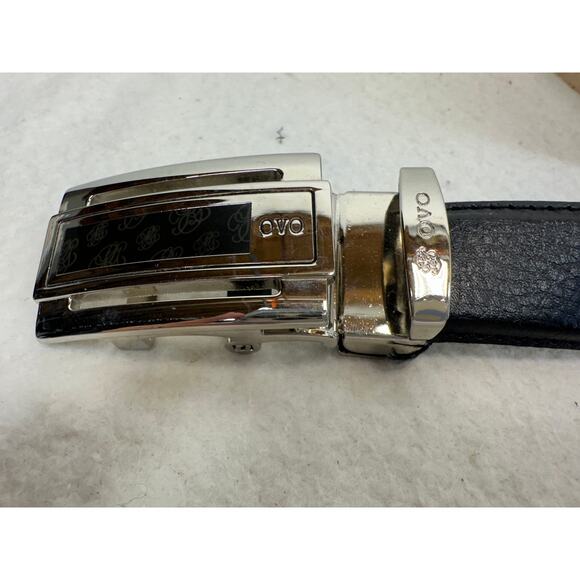 Ovo Black Italian Milano Leather Ratchet Belt with Silver Buckle. main image 7